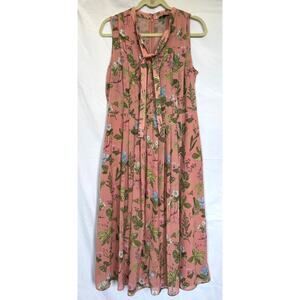 Ann Taylor Floral Pleated Midi Dress, Size 10